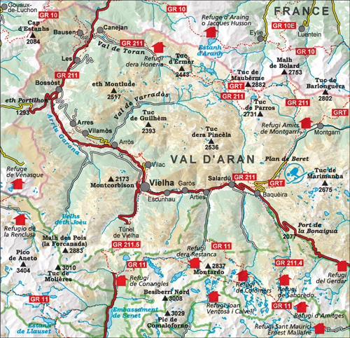 Mapa ruta senderismo valle de aran